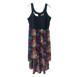 NEW LOOK 2X Blk/Floral Sleeveless Hi-Low Summer Dress Festival Tropical Boho Y2K